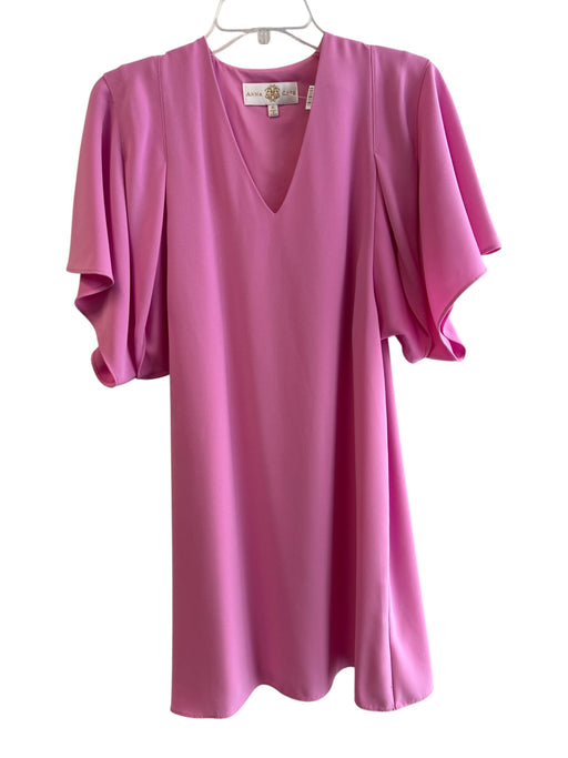 Anna Kate Size XS Pink Polyester Short Sleeve solid color V Neck Dress Pink / XS