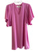 Anna Kate Size XS Pink Polyester Short Sleeve solid color V Neck Dress Pink / XS