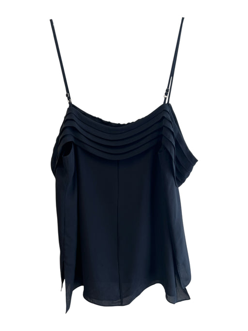 Alexander Wang Size 0 Black Silk Spaghetti Strap solid color Pleated Detail Top Black / 0