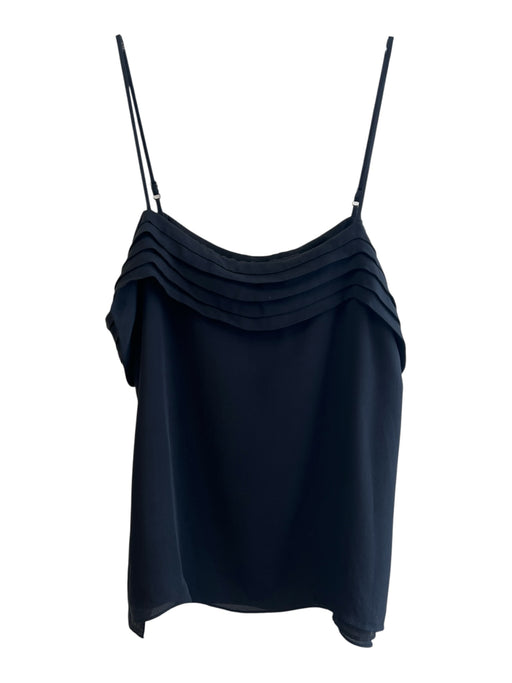Alexander Wang Size 0 Black Silk Spaghetti Strap solid color Pleated Detail Top Black / 0