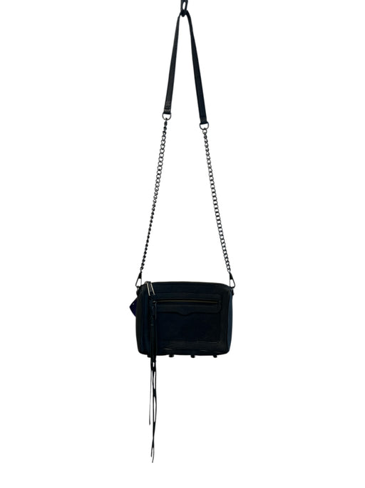 Rebecca Minkoff Black Pebble Leather Zip Close Inside & Outside Pockets Bag Black / S