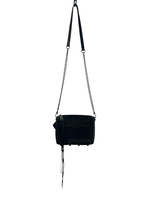 Rebecca Minkoff Black Pebble Leather Zip Close Inside & Outside Pockets Bag Black / S