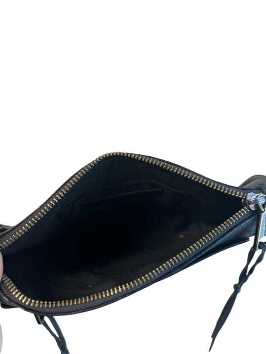 Rebecca Minkoff Black Pebble Leather Zip Close Inside & Outside Pockets Bag Black / S