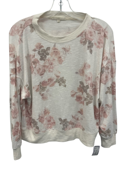 Z Supply Size S/XS White, Pink & Brown Rayon Blend Floral Terry Cloth Pajamas White, Pink & Brown / S/XS