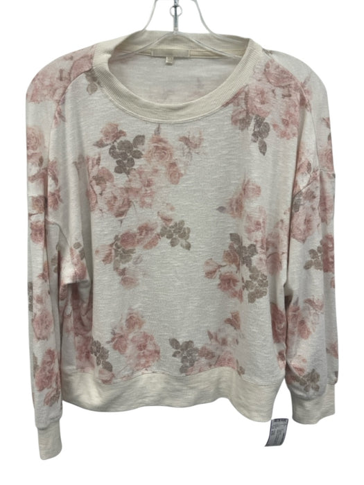 Z Supply Size S/XS White, Pink & Brown Rayon Blend Floral Terry Cloth Pajamas White, Pink & Brown / S/XS