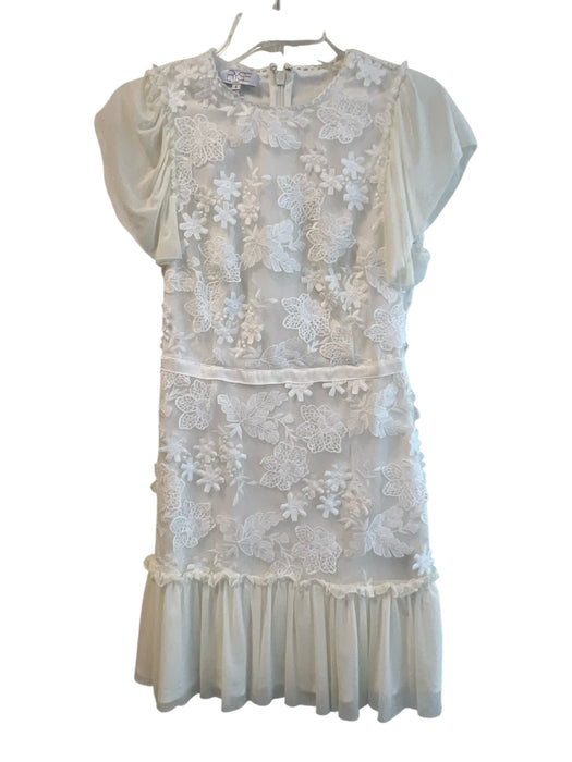 RYSE The Label Size Small White Polyester Appliques Round Neck Back Zip Dress White / Small