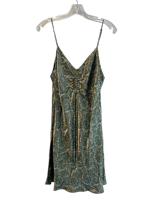 Zara Size Medium Green & Teal Viscose Adjustable Spaghetti Straps Paisley Dress Green & Teal / Medium