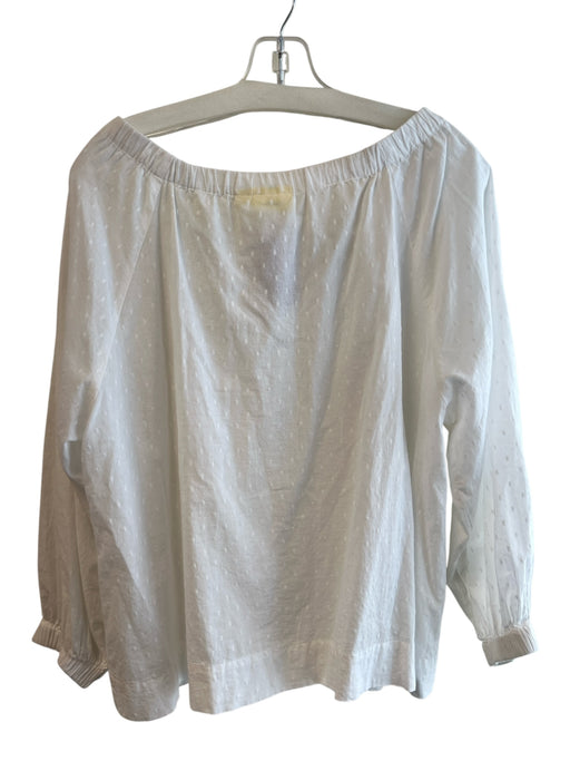 Roller Rabbit Size XS/S White Cotton Long Sleeve solid color V Neck Top White / XS/S