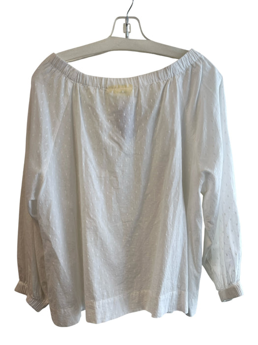 Roller Rabbit Size XS/S White Cotton Long Sleeve solid color V Neck Top White / XS/S
