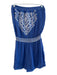 En Creme Size S Blue Rayon Strapless Embroidered Design Elastic Detail Romper Blue / S