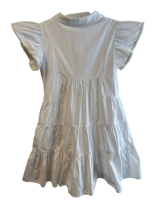 THML Size XS White Polyester Ruffle Cap Sleeve Collar V Neck Tiered Dress White / XS