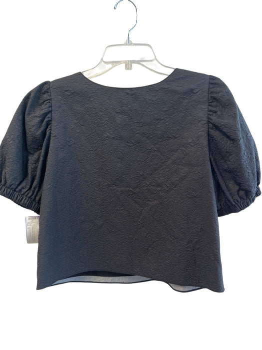 Amanda Uprichard Size S Black Polyester Puff Short Sleeve Round Neck Mid Top Black / S
