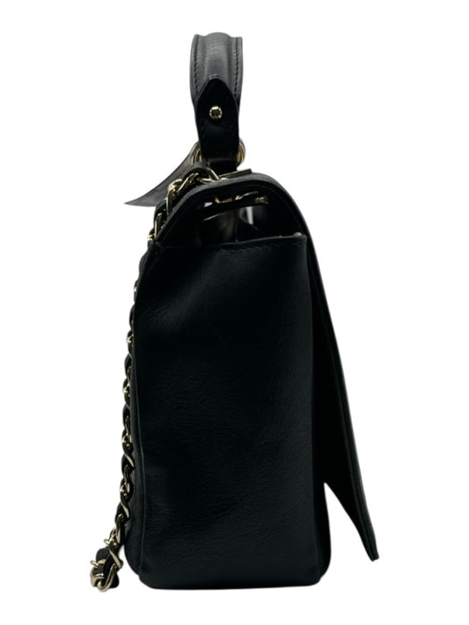 Valentino by Mario Valentino Black Gold Tone Hardware Quilted Flap Bag Black