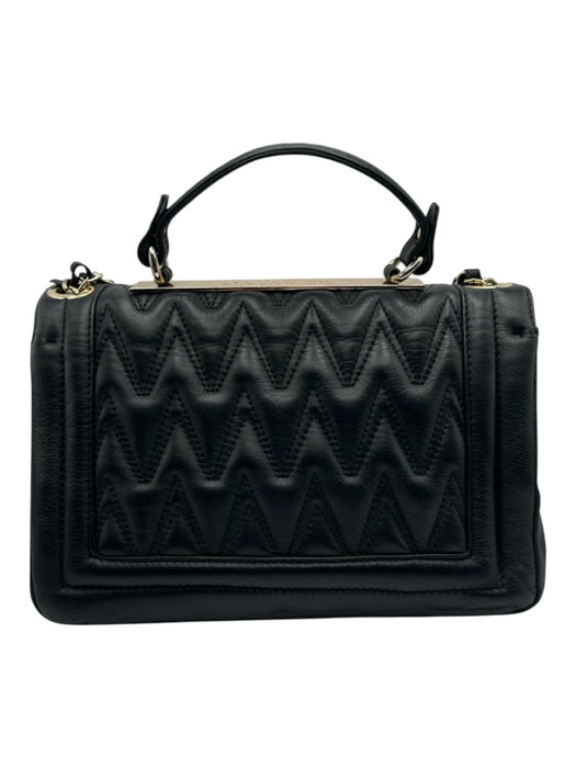Valentino by Mario Valentino Black Gold Tone Hardware Quilted Flap Bag Black