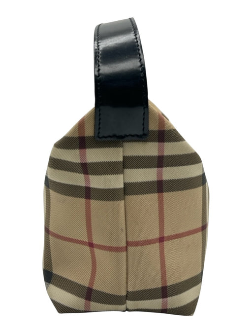 Burberry Beige, Black & Red Coated Canvas Nova Check Leather Handle Zip Top Bag Beige, Black & Red / Mini