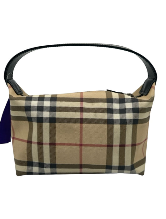 Burberry Beige, Black & Red Coated Canvas Nova Check Leather Handle Zip Top Bag Beige, Black & Red / Mini