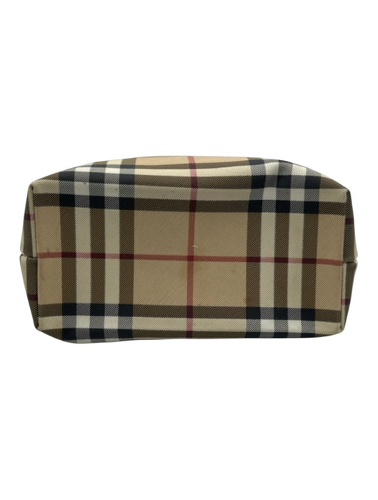 Burberry Beige, Black & Red Coated Canvas Nova Check Leather Handle Zip Top Bag Beige, Black & Red / Mini