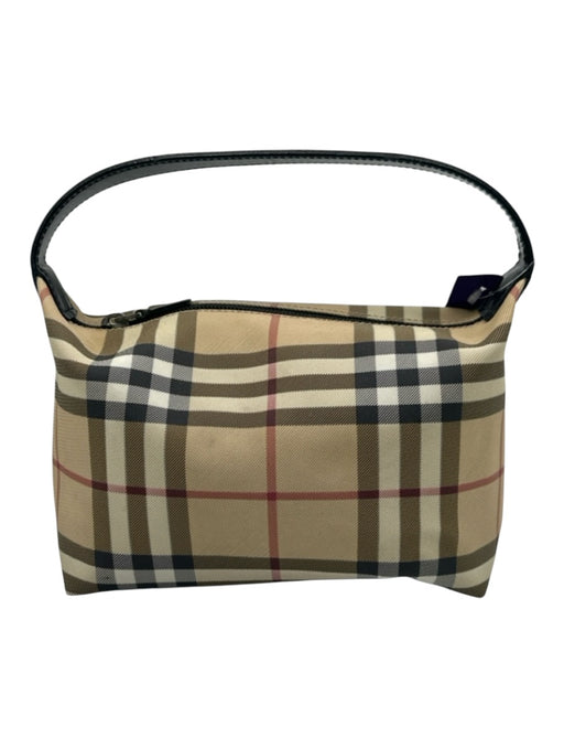 Burberry Beige, Black & Red Coated Canvas Nova Check Leather Handle Zip Top Bag Beige, Black & Red / Mini