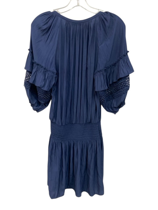 Ramy Brook Size S Navy Blue Polyester 1/2 Puff Sleeve Lace Detail Dress Navy Blue / S
