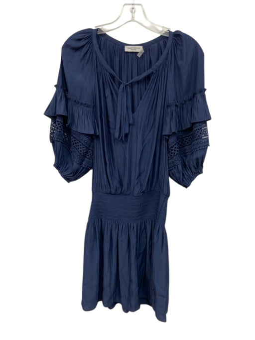 Ramy Brook Size S Navy Blue Polyester 1/2 Puff Sleeve Lace Detail Dress Navy Blue / S