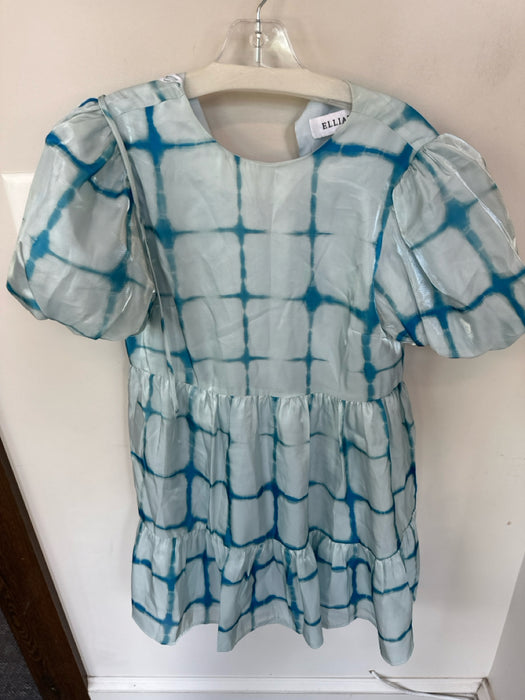 Elliatt Size Small Blue Polyester Blend Tie Dye Puff Sleeve Tiered Mini Dress