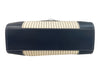 Tory Burch Cream, Navy & Black Leather Trim Canvas Striped Logo Tote Bag Cream, Navy & Black / Large