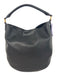 Tory Burch Black & Gold Leather Shoulder Bag Gold Hardware Logo Hobo Bag Black & Gold / Large