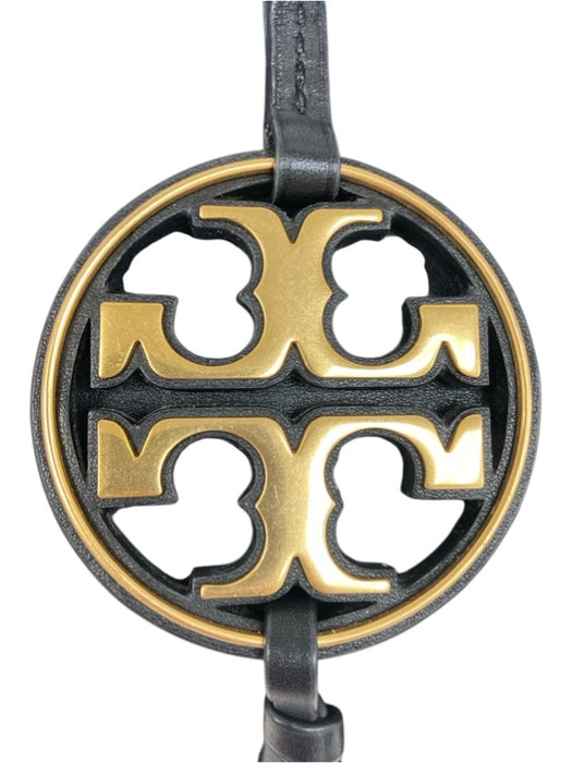 Tory Burch Black & Gold Leather Shoulder Bag Gold Hardware Logo Hobo Bag Black & Gold / Large