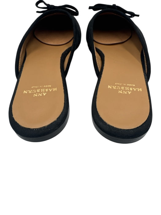 Ann Mashburn Shoe Size 36.5 Black Velvet Bow detail Mule Slip On Flats Black / 36.5