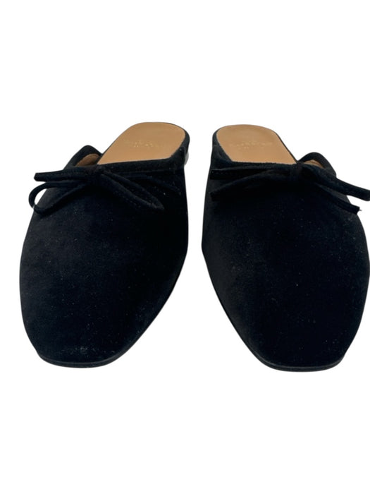 Ann Mashburn Shoe Size 36.5 Black Velvet Bow detail Mule Slip On Flats Black / 36.5