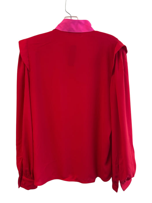 Tuckernuck Size Medium Red & Pink Polyester Long Sleeve Standing Collar Top Red & Pink / Medium