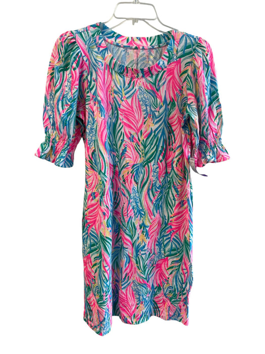 Lilly Pulitzer Size Medium Pink, Green & Blue Cotton Abstract Floral Dress Pink, Green & Blue / Medium