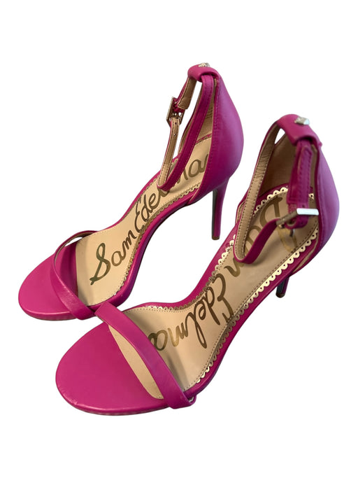 Sam Edelman Shoe Size 6.5 Hot Pink Leather open toe Ankle Buckle High Heel Shoes Hot pink / 6.5