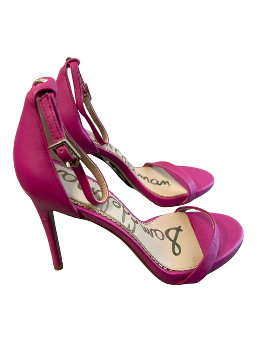 Sam Edelman Shoe Size 6.5 Hot Pink Leather open toe Ankle Buckle High Heel Shoes Hot pink / 6.5