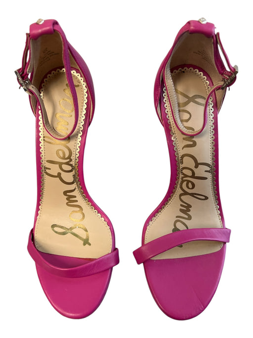 Sam Edelman Shoe Size 6.5 Hot Pink Leather open toe Ankle Buckle High Heel Shoes Hot pink / 6.5