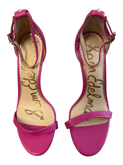 Sam Edelman Shoe Size 6.5 Hot Pink Leather open toe Ankle Buckle High Heel Shoes Hot pink / 6.5