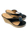 Jack Rogers Shoe Size 6.5 Black Leather Open Toe & Heel Thong Slide Shoes Black / 6.5