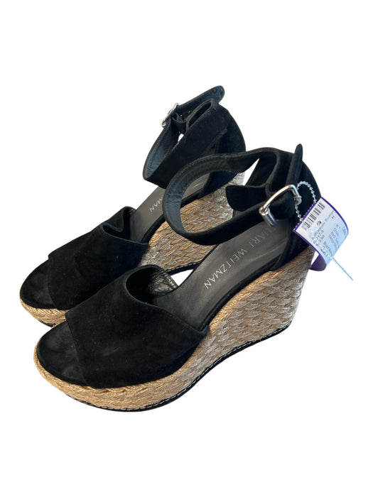 Stuart Weitzman Shoe Size Est 7 Black Suede Ankle Buckle Open Toe Shoes Black / Est 7