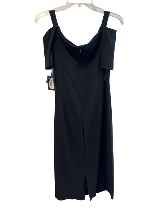 Marina Size 6 Black Polyester Blend Off Shoulder Back Zip Side Ruching Dress Black / 6