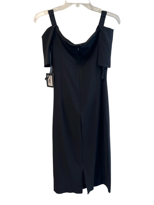 Marina Size 6 Black Polyester Blend Off Shoulder Back Zip Side Ruching Dress Black / 6