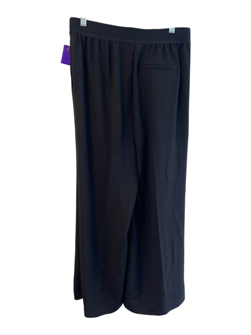 Spanx Size Large Black Polyester Blend Stretch Waist Side Pocket Wide Leg Pants Black / Large