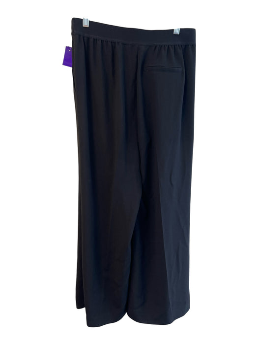 Spanx Size Large Black Polyester Blend Stretch Waist Side Pocket Wide Leg Pants Black / Large