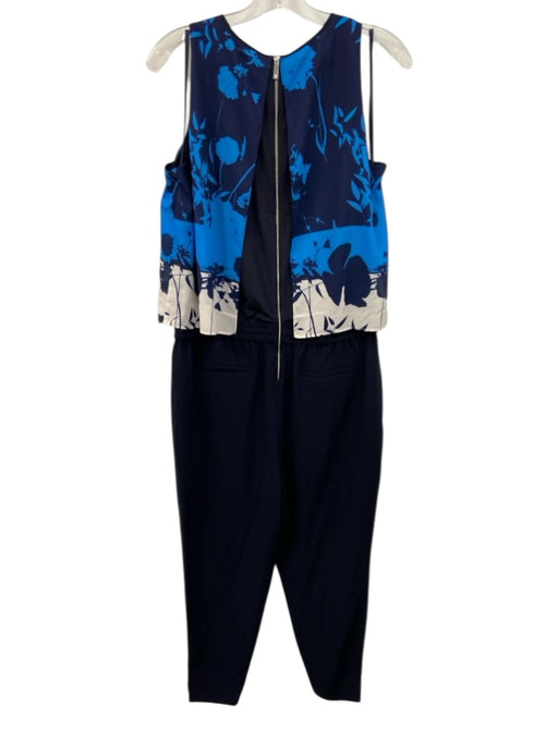 Ted Baker Size 4 Navy, Light Blue & White Polyester Back Zip Sleeveless Jumpsuit Navy, Light Blue & White / 4