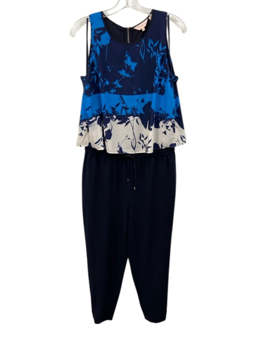 Ted Baker Size 4 Navy, Light Blue & White Polyester Back Zip Sleeveless Jumpsuit Navy, Light Blue & White / 4