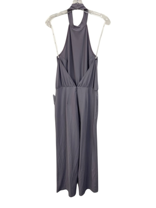 Lulus Size XL Gray Polyester Blend Halter Top Back Zip Open Back Jumpsuit Gray / XL