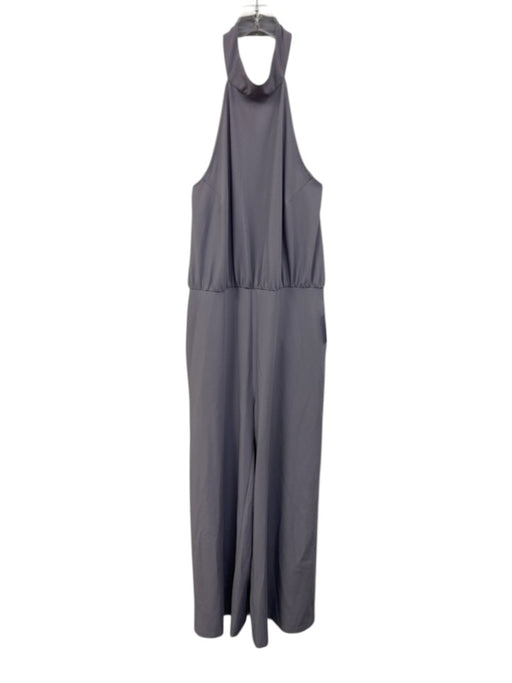 Lulus Size XL Gray Polyester Blend Halter Top Back Zip Open Back Jumpsuit Gray / XL
