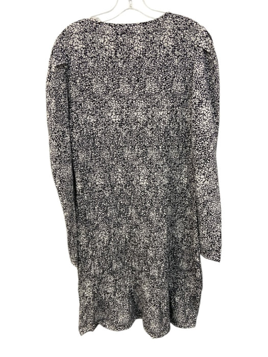 Parker Size XXL Black & White Cotton Blend U Neck 3/4 Sleeve Ditsy Floral Dress Black & White / XXL