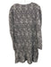 Parker Size XXL Black & White Cotton Blend U Neck 3/4 Sleeve Ditsy Floral Dress Black & White / XXL