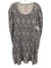 Parker Size XXL Black & White Cotton Blend U Neck 3/4 Sleeve Ditsy Floral Dress Black & White / XXL