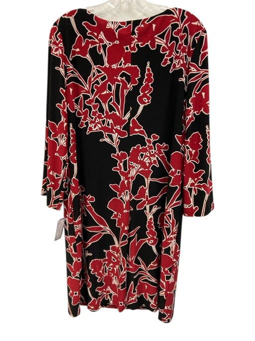 Lauren Ralph Lauren Size 14 Black, Red, White Polyester Long Sleeve Dress Black, Red, White / 14